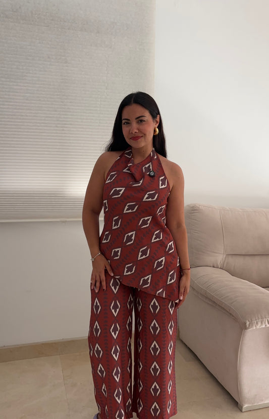 Conjunto asimetrico teja